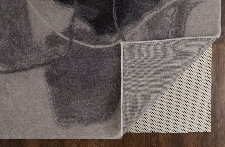 5' X 8' Gray and Ivory Abstract Hand Tufted Area Rug