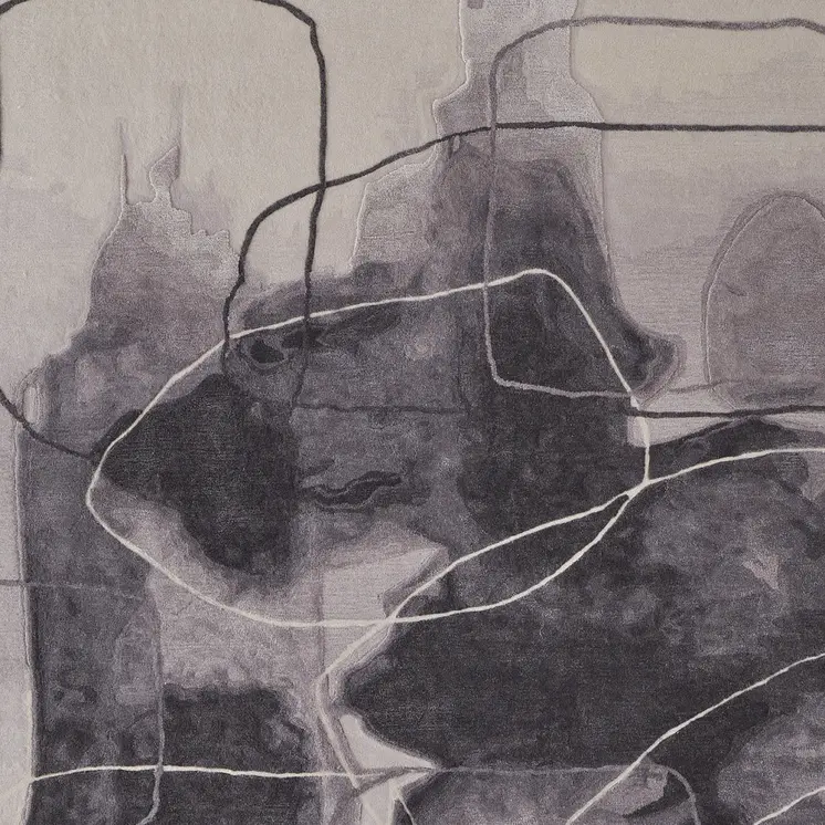 9' X 12' Gray and Ivory Abstract Hand Tufted Area Rug