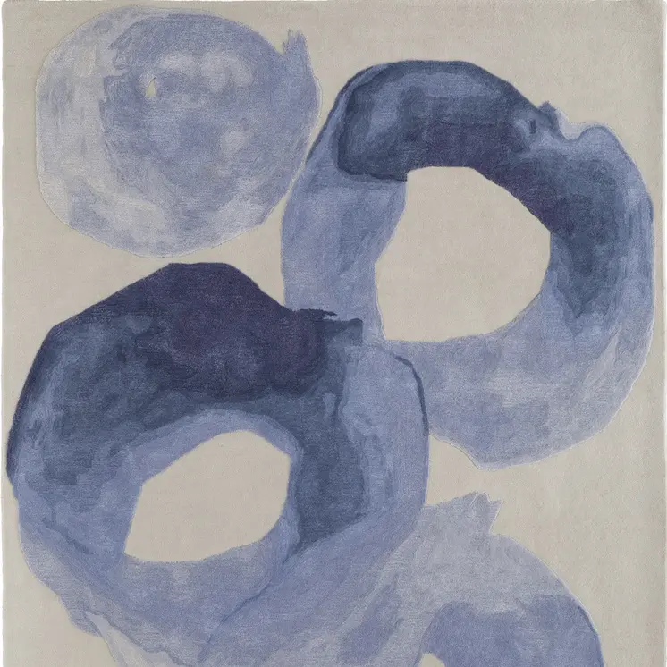 8' X 10' Blue and Ivory Abstract Hand Tufted Area Rug