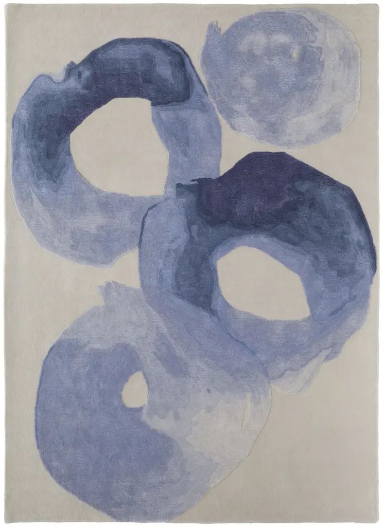 9' X 12' Blue and Ivory Abstract Hand Tufted Area Rug