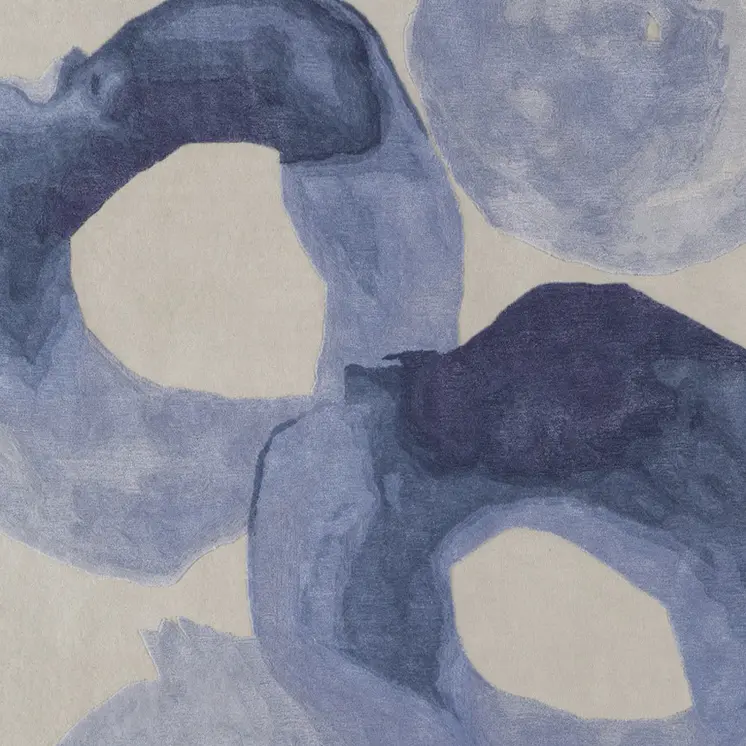 10' X 14' Blue and Ivory Abstract Hand Tufted Area Rug