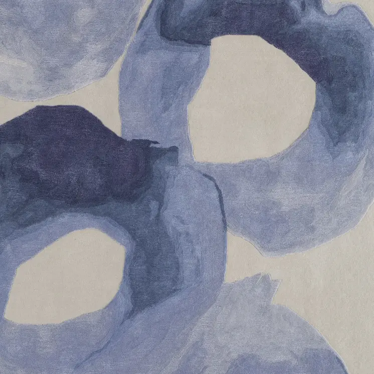 12' X 15' Blue and Ivory Abstract Hand Tufted Area Rug