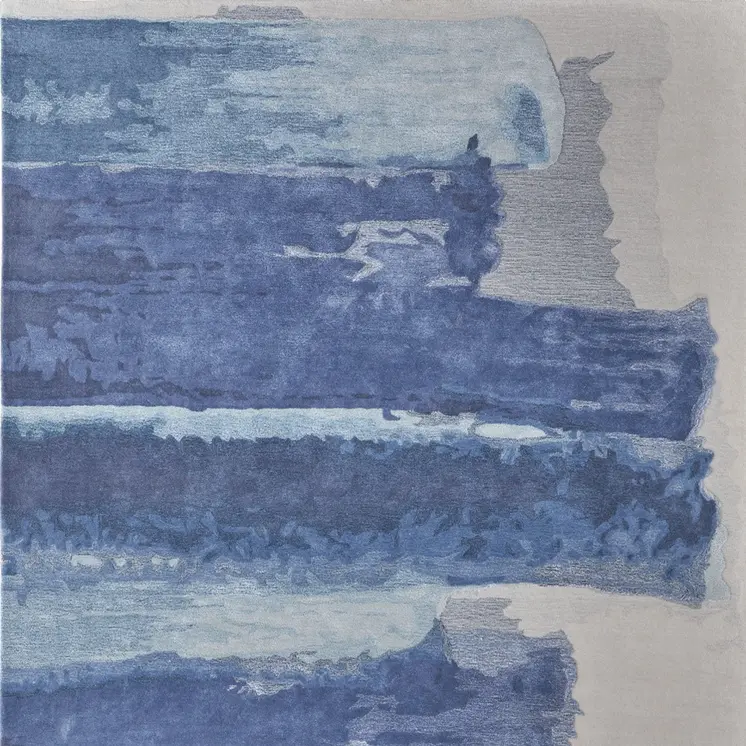 4' X 6' Blue and Ivory Abstract Hand Tufted Area Rug