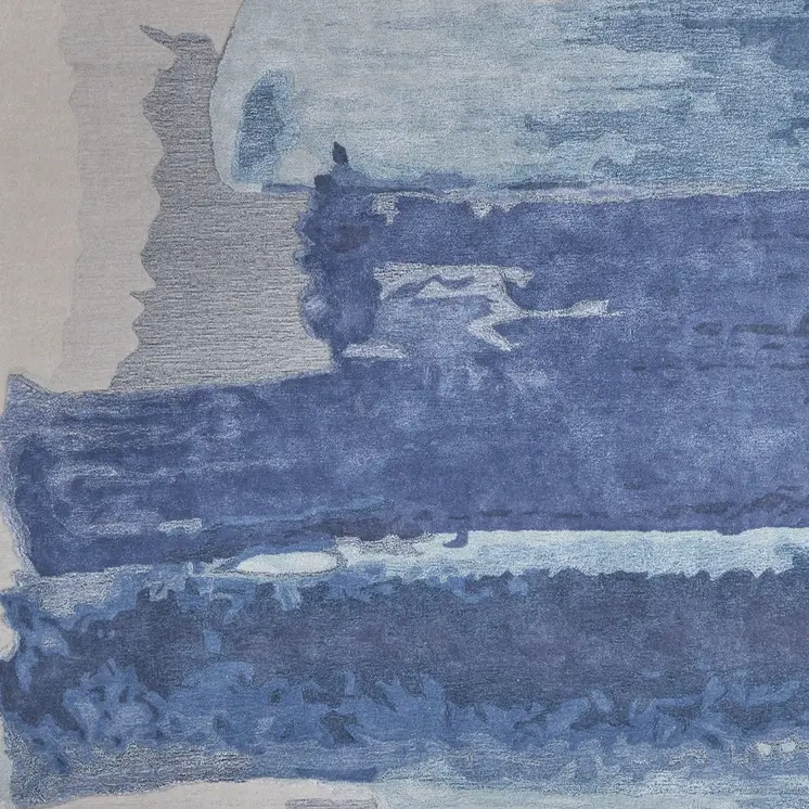 8' X 10' Blue and Ivory Abstract Hand Tufted Area Rug