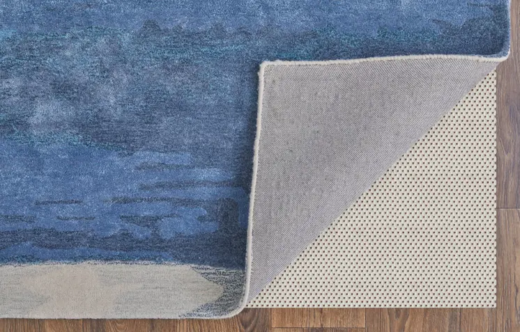 10' X 14' Blue and Ivory Abstract Hand Tufted Area Rug