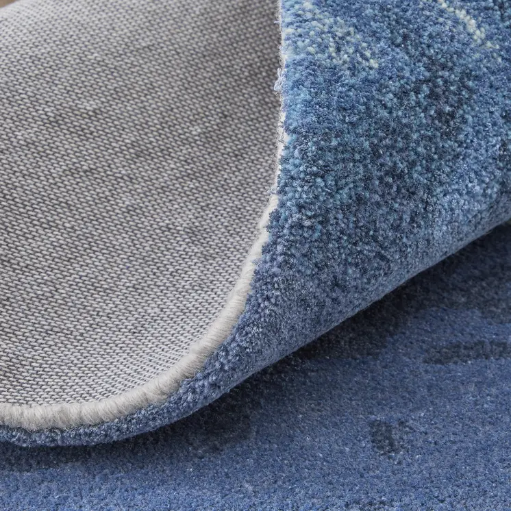 10' X 14' Blue and Ivory Abstract Hand Tufted Area Rug