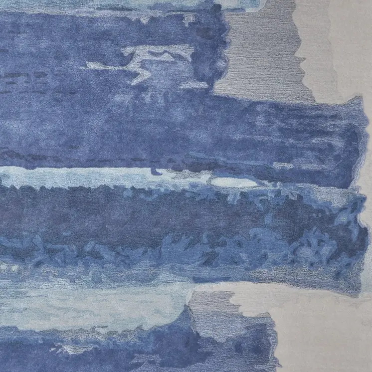 10' X 14' Blue and Ivory Abstract Hand Tufted Area Rug