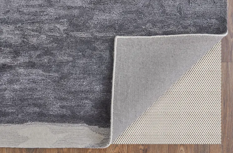 8' X 10' Dark Gray and Ivory Abstract Hand Tufted Area Rug