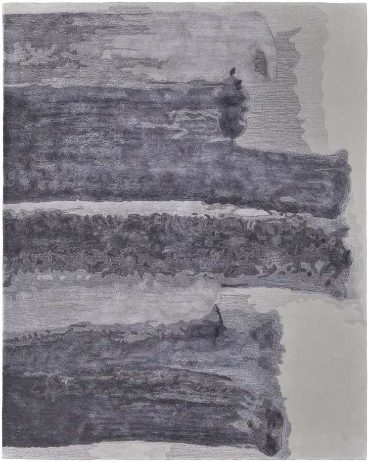 8' X 10' Dark Gray and Ivory Abstract Hand Tufted Area Rug