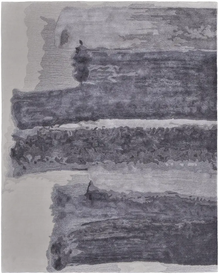 9' X 12' Dark Gray and Ivory Abstract Hand Tufted Area Rug