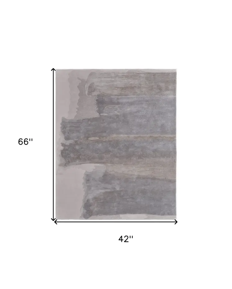 4' X 6' Gray and Ivory Abstract Hand Tufted Area Rug