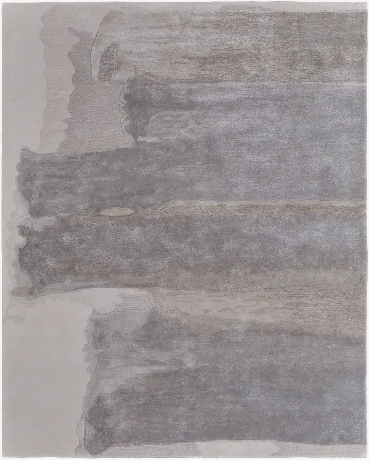 5' X 8' Gray and Ivory Abstract Hand Tufted Area Rug
