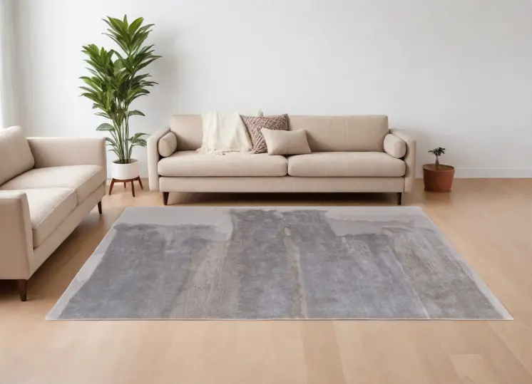 9' X 12' Gray and Ivory Abstract Hand Tufted Area Rug