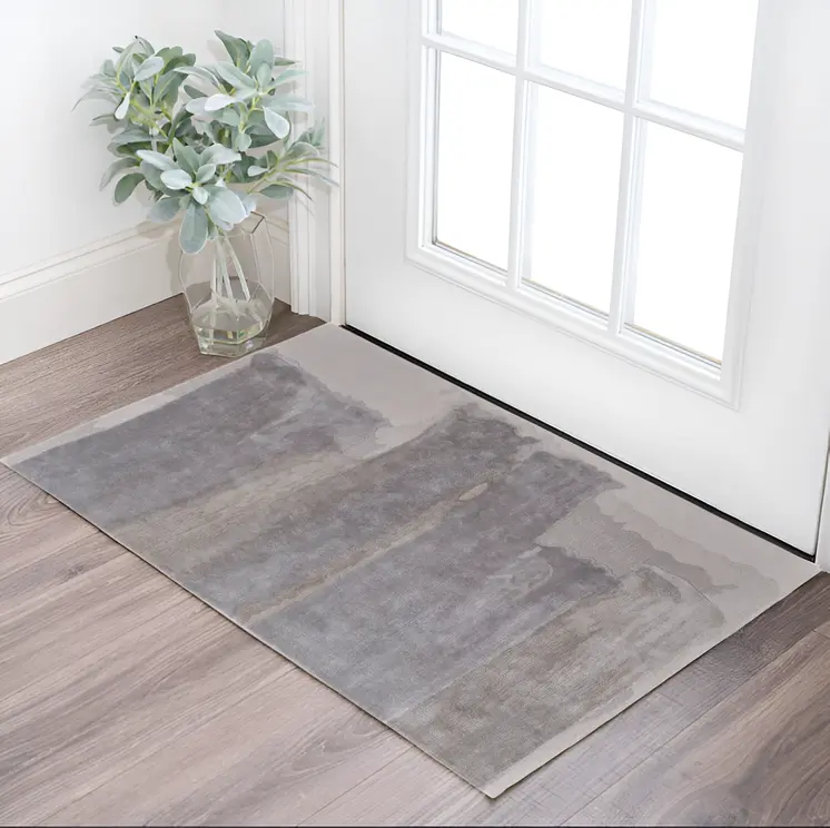 2' X 3' Gray and Ivory Abstract Hand Tufted Area Rug
