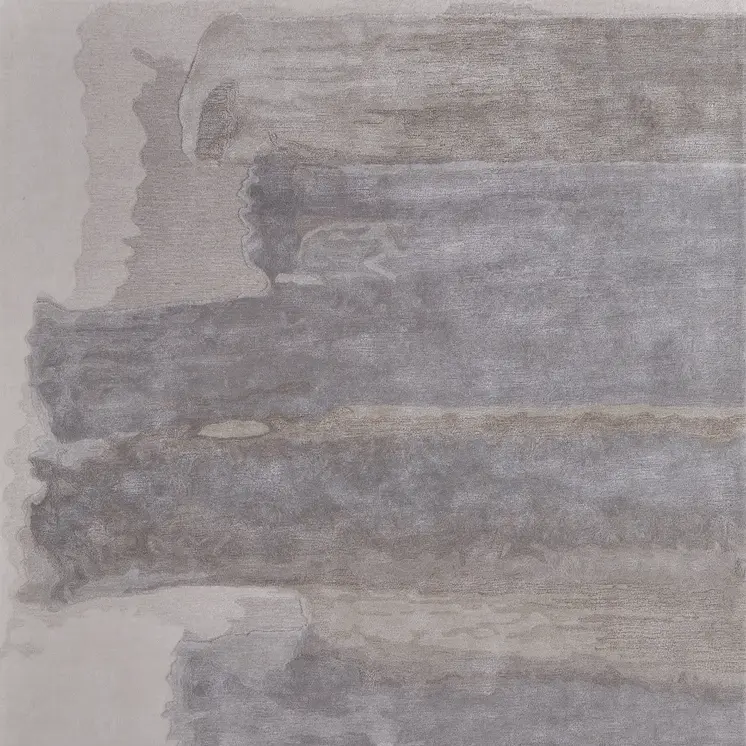 2' X 3' Gray and Ivory Abstract Hand Tufted Area Rug