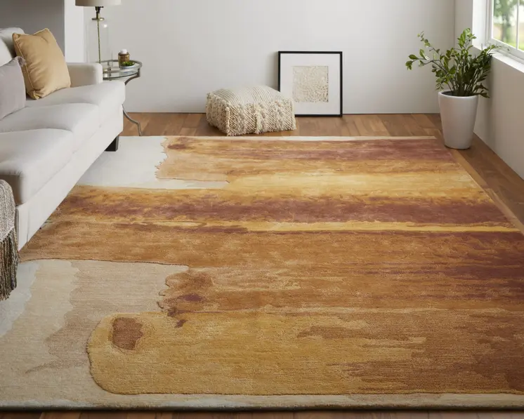 9' X 12' Red Abstract Hand Tufted Area Rug