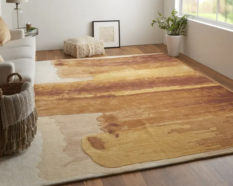 2' X 3' Red Abstract Hand Tufted Area Rug