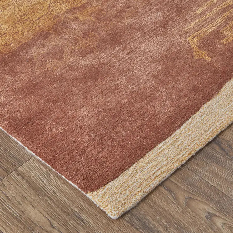 2' X 3' Red Abstract Hand Tufted Area Rug