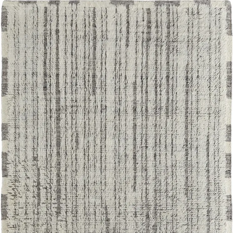 4' X 6' Gray and Ivory Wool Striped Hand Woven Area Rug