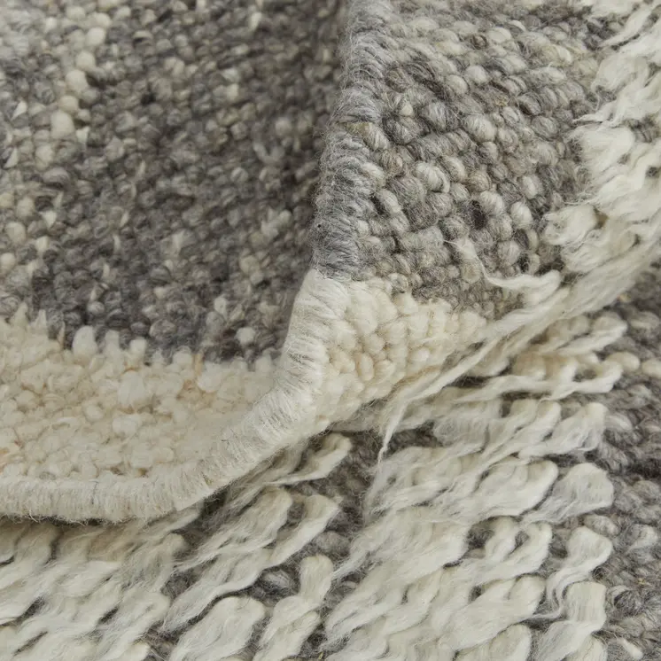 6' X 9' Gray and Ivory Wool Striped Hand Woven Area Rug