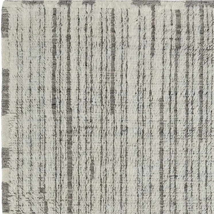 6' X 9' Gray and Ivory Wool Striped Hand Woven Area Rug