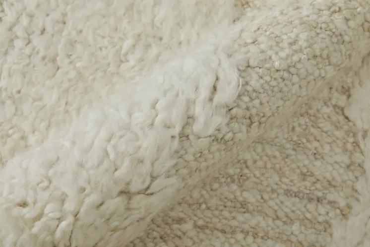 2' X 3' Ivory Wool Geometric Hand Woven Area Rug