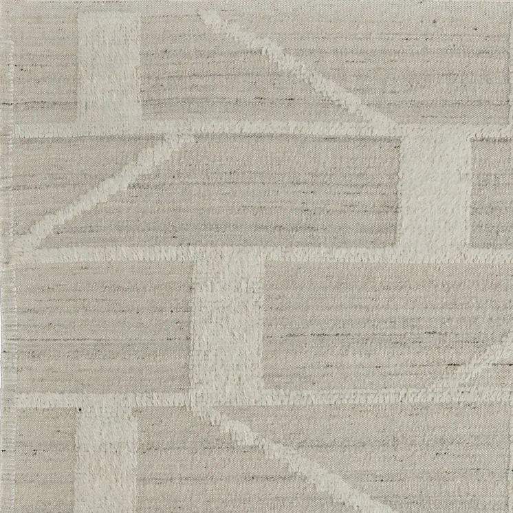 4' X 6' Tan and Ivory Wool Geometric Hand Woven Area Rug