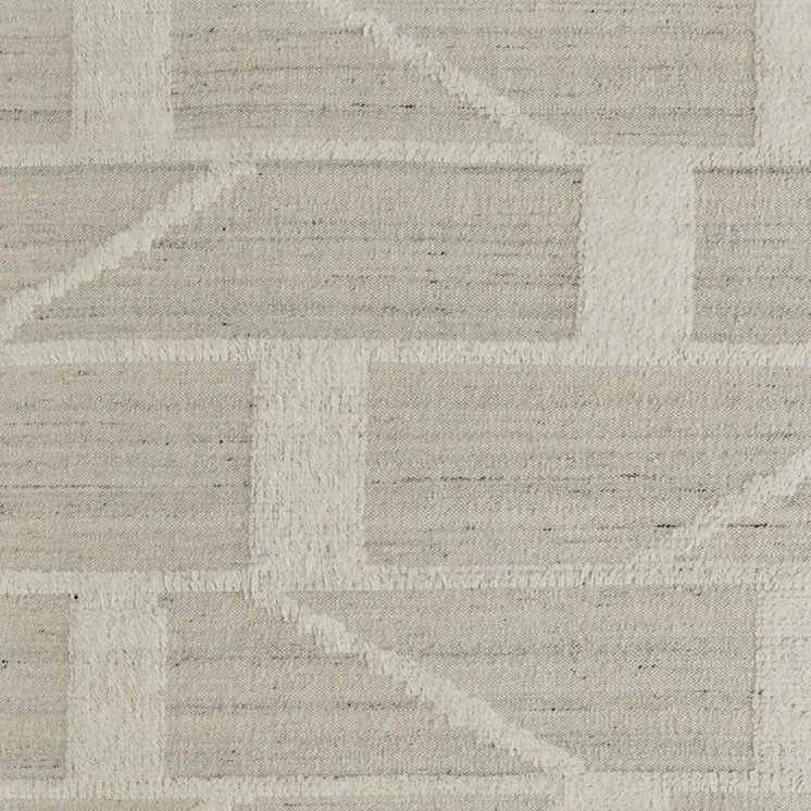 8' X 10' Tan and Ivory Wool Geometric Hand Woven Area Rug