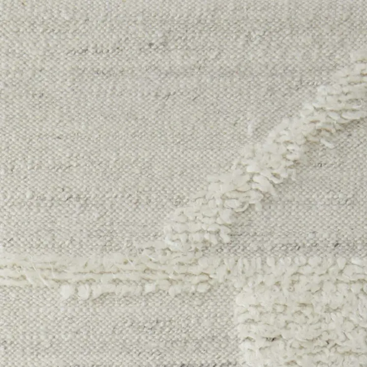10' Tan and Ivory Wool Geometric Hand Woven Runner Rug
