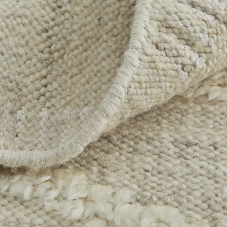 8' Tan and Ivory Wool Geometric Hand Woven Runner Rug