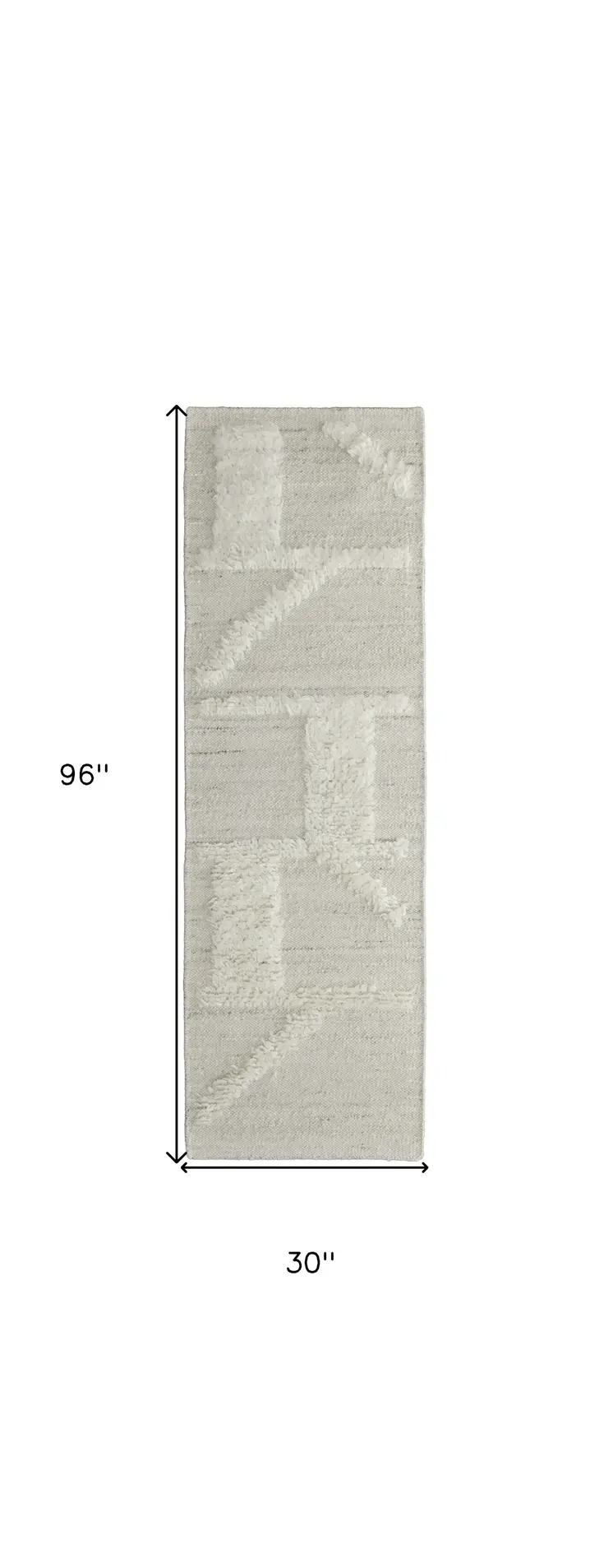 8' Tan and Ivory Wool Geometric Hand Woven Runner Rug