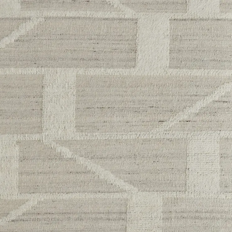 2' X 3' Tan and Ivory Wool Geometric Hand Woven Area Rug