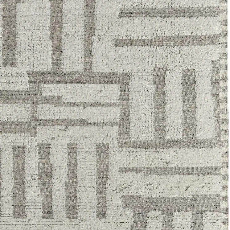 4' X 6' Gray and Ivory Wool Geometric Hand Woven Area Rug