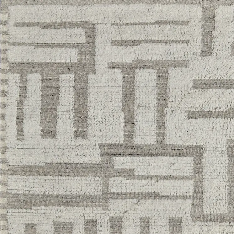 8' X 12' Gray and Ivory Wool Geometric Hand Woven Area Rug