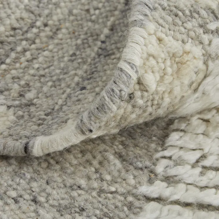 10' Gray and Ivory Wool Geometric Hand Woven Runner Rug