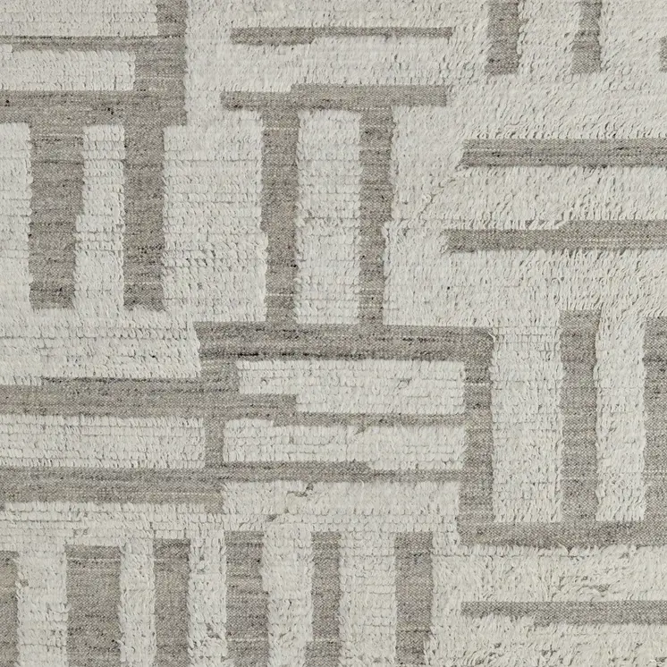 2' X 3' Gray and Ivory Wool Geometric Hand Woven Area Rug