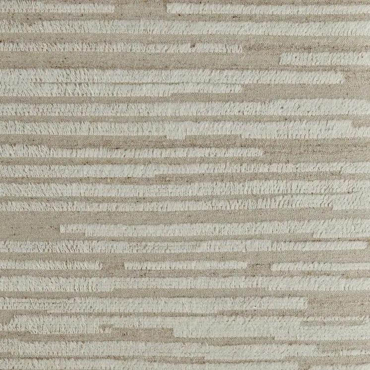 2' X 3' White and Tan Wool Striped Hand Woven Area Rug