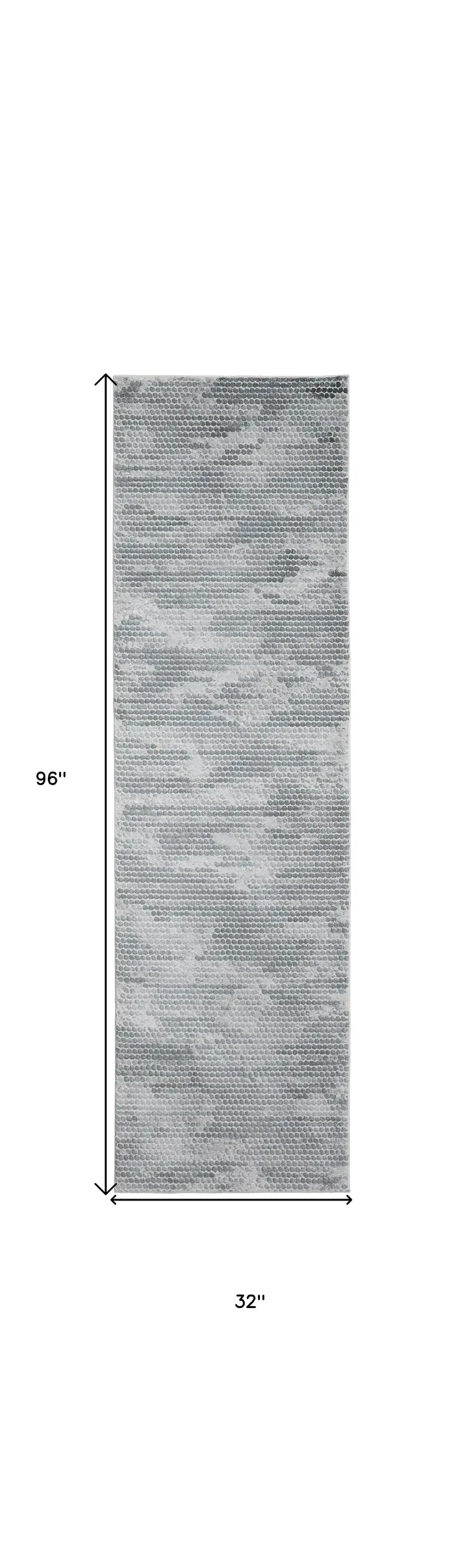 8' Gray and Blue Abstract Power Loom Runner Rug