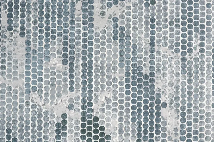 8' Gray and Blue Abstract Power Loom Runner Rug