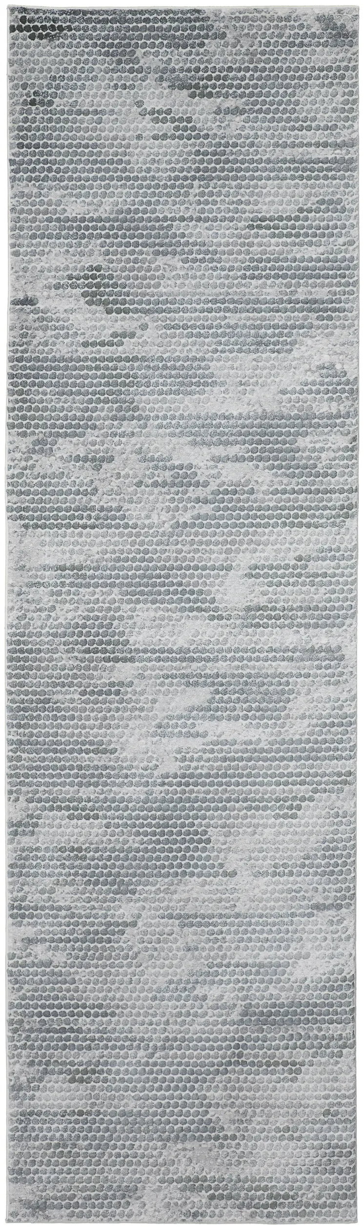 8' Gray and Blue Abstract Power Loom Runner Rug