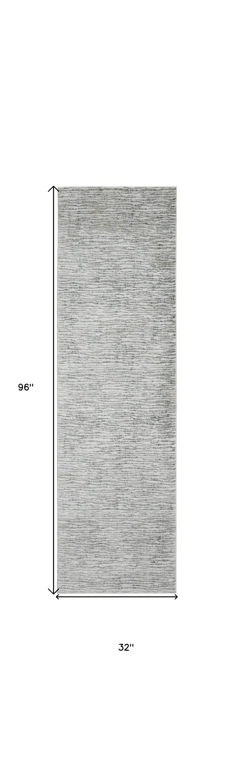 8' Ivory Gray and Green Abstract Power Loom Worn Faded Runner Rug
