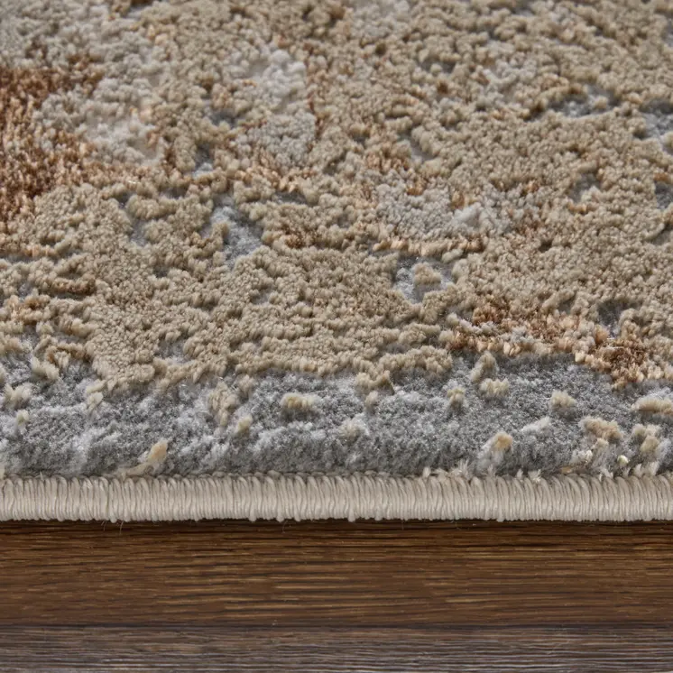 8' X 10' Ivory Tan and Gray Abstract Power Loom Area Rug