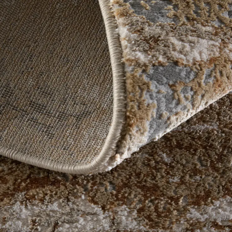 8' X 10' Ivory Tan and Gray Abstract Power Loom Area Rug