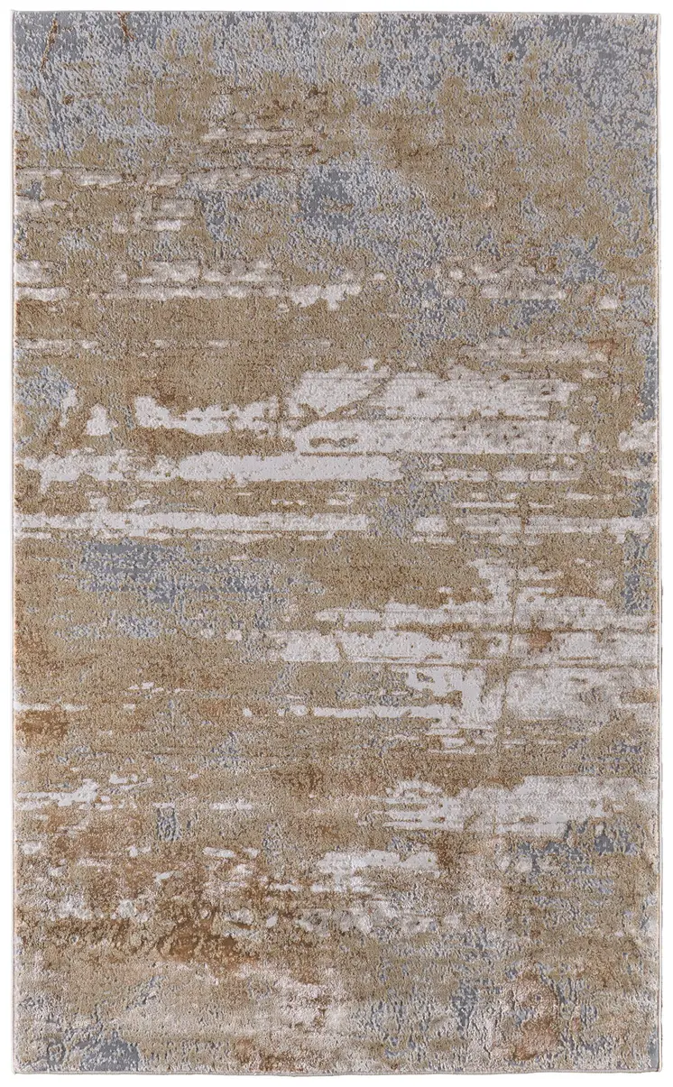 8' X 10' Ivory Tan and Gray Abstract Power Loom Area Rug