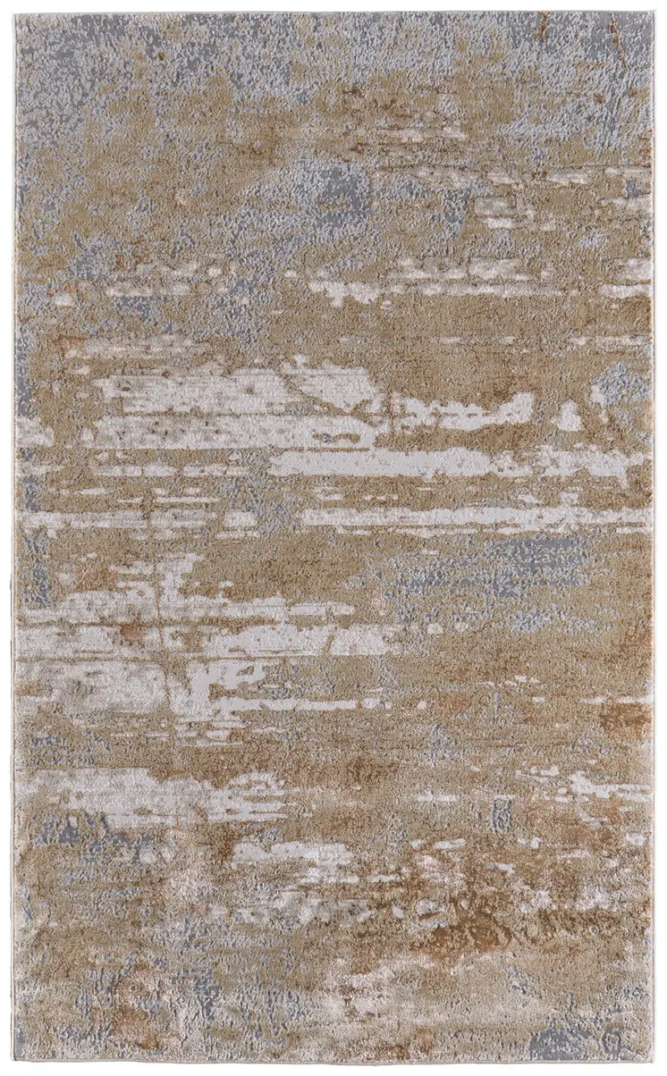 8' X 10' Ivory Tan and Gray Abstract Power Loom Area Rug