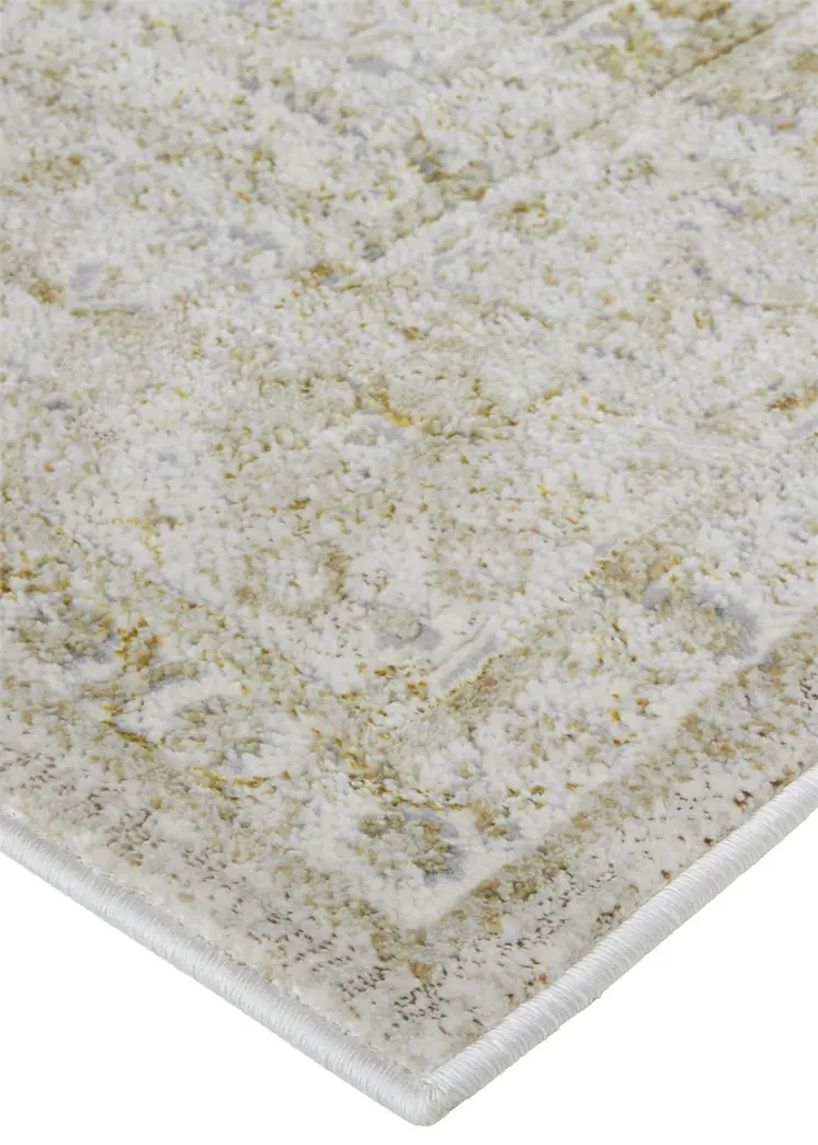 8' X 10' Ivory and Gold Oriental Power Loom Area Rug