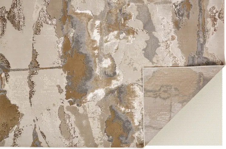 8' X 10' Ivory Brown and Gray Abstract Power Loom Area Rug