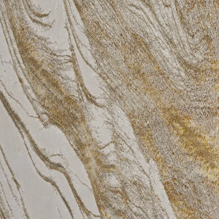 4' X 6' Ivory Brown and Gold Abstract Power Loom Area Rug