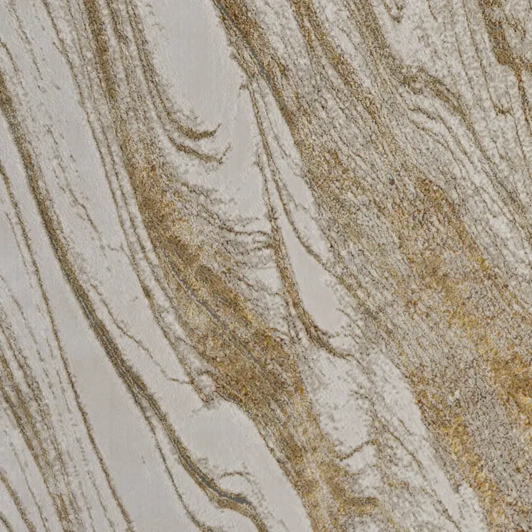 5' X 8' Ivory Brown and Gold Abstract Power Loom Area Rug