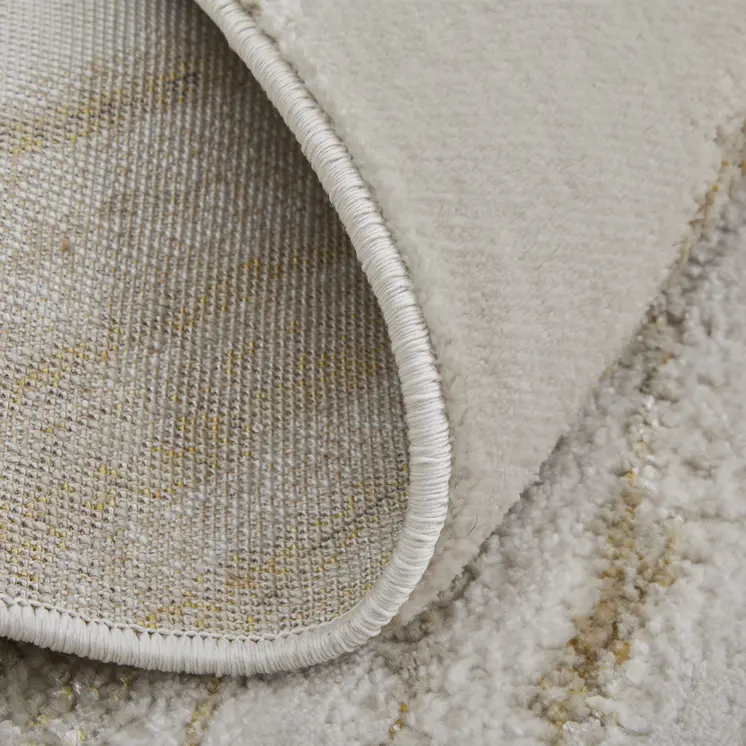 8' X 10' Ivory Brown and Gold Abstract Power Loom Area Rug